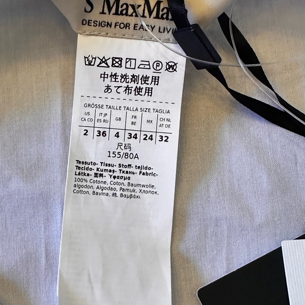 MaxMara NWT SZ 2 the Tenerife White Button Down Shirt Patterned Cuffs - Picture 11 of 16